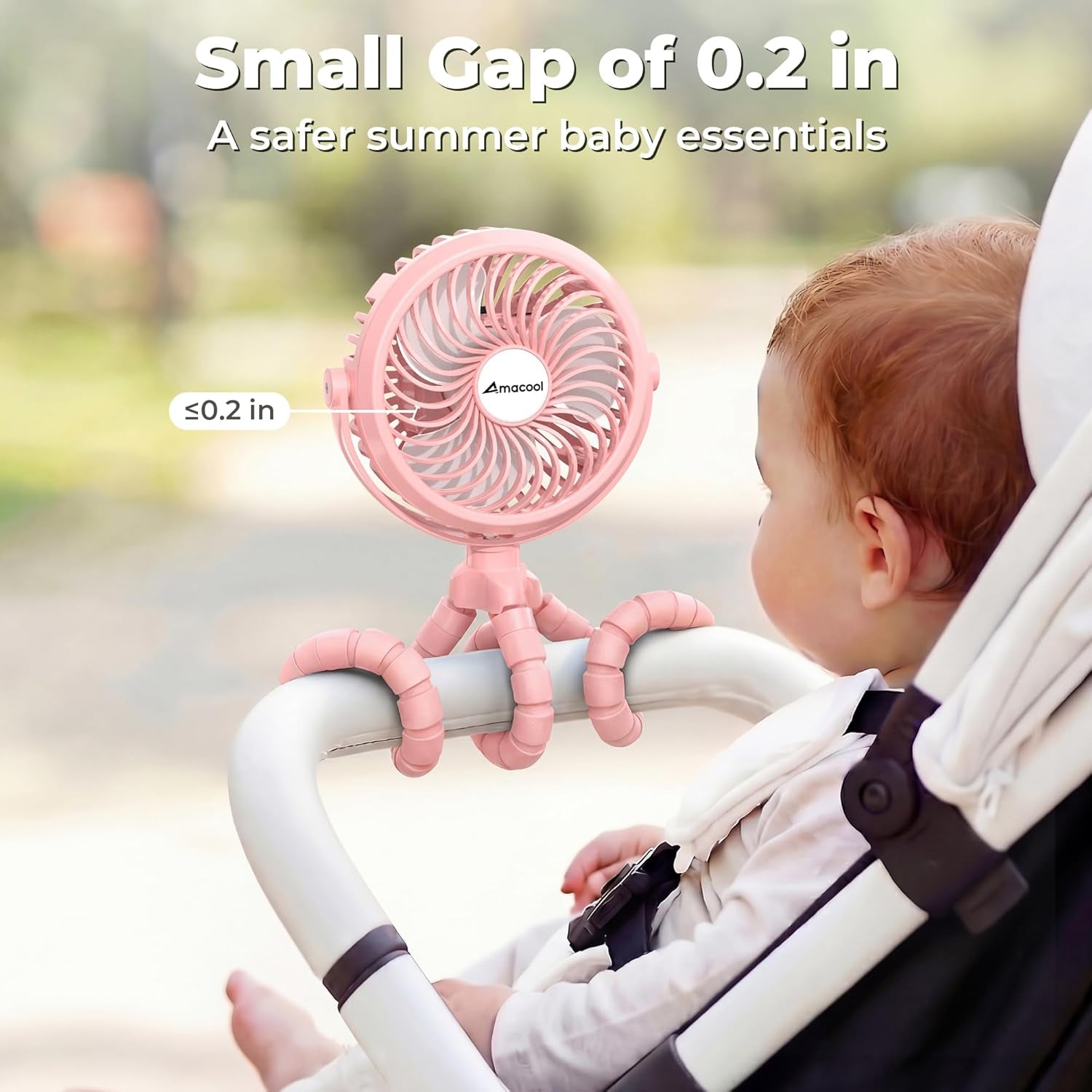 Battery Operated Stroller Fan Flexible Tripod Clip on Fan with 3 Speeds and Rotatable Handheld Personal Fan for Car Seat Crib Bike Treadmill (Pink)