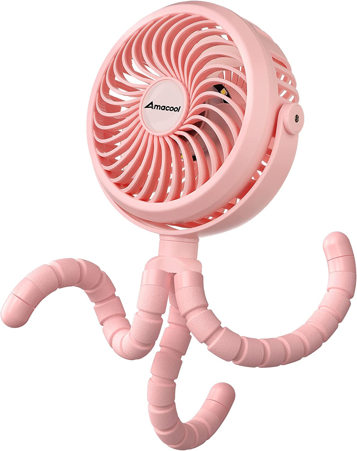 Battery Operated Stroller Fan Flexible Tripod Clip on Fan with 3 Speeds and Rotatable Handheld Personal Fan for Car Seat Crib Bike Treadmill (Pink)